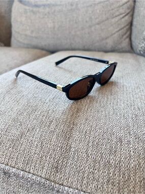 Miu Miu Regard MU Brown Sunglasses with Gold Chain Accent